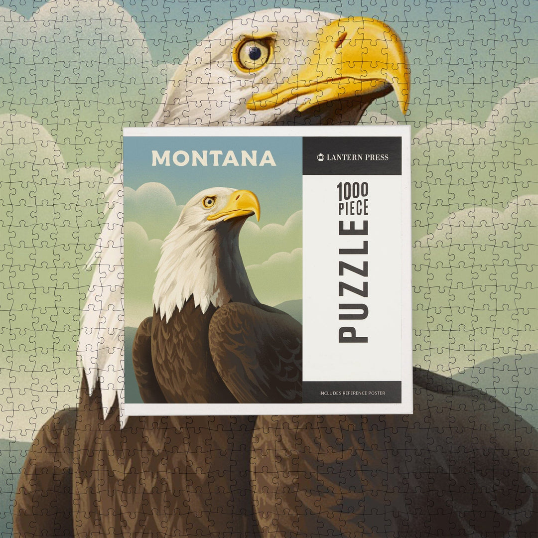 Montana, Lithograph Wildlife Series, Bald Eagle, Jigsaw Puzzle Puzzle Lantern Press 