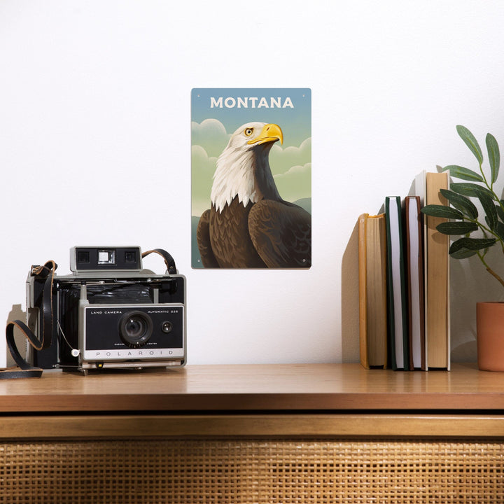 Montana, Lithograph Wildlife Series, Bald Eagle, Metal Signs Metal Lantern Press 