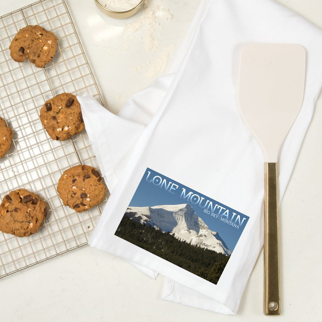 Montana, Lone Mountain, Organic Cotton Kitchen Tea Towels Kitchen Lantern Press 