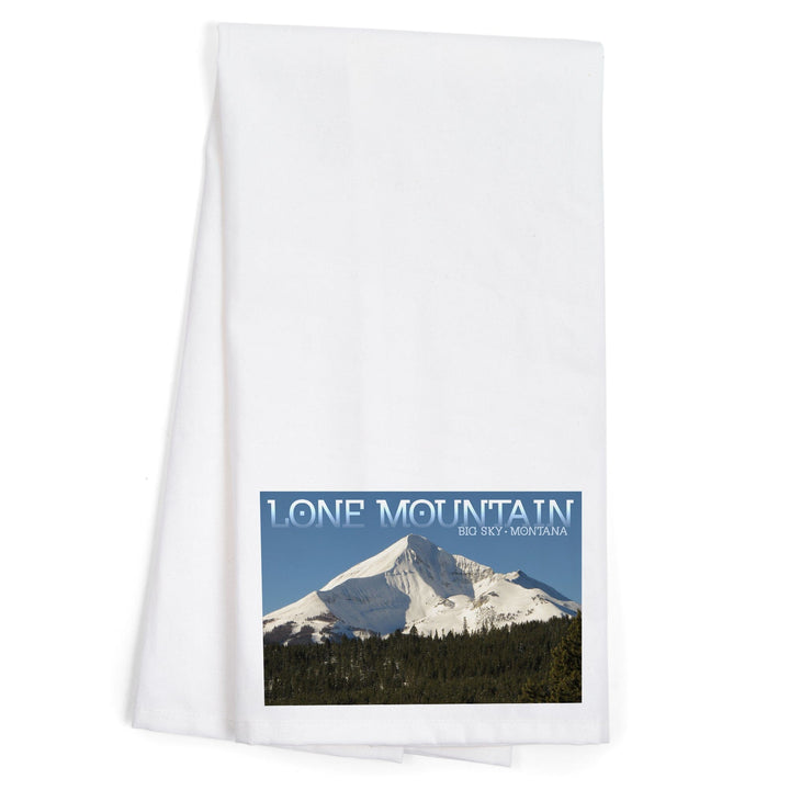 Montana, Lone Mountain, Organic Cotton Kitchen Tea Towels Kitchen Lantern Press 
