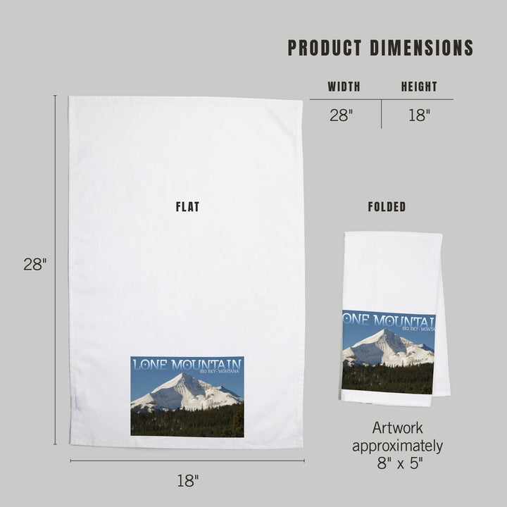 Montana, Lone Mountain, Organic Cotton Kitchen Tea Towels Kitchen Lantern Press 