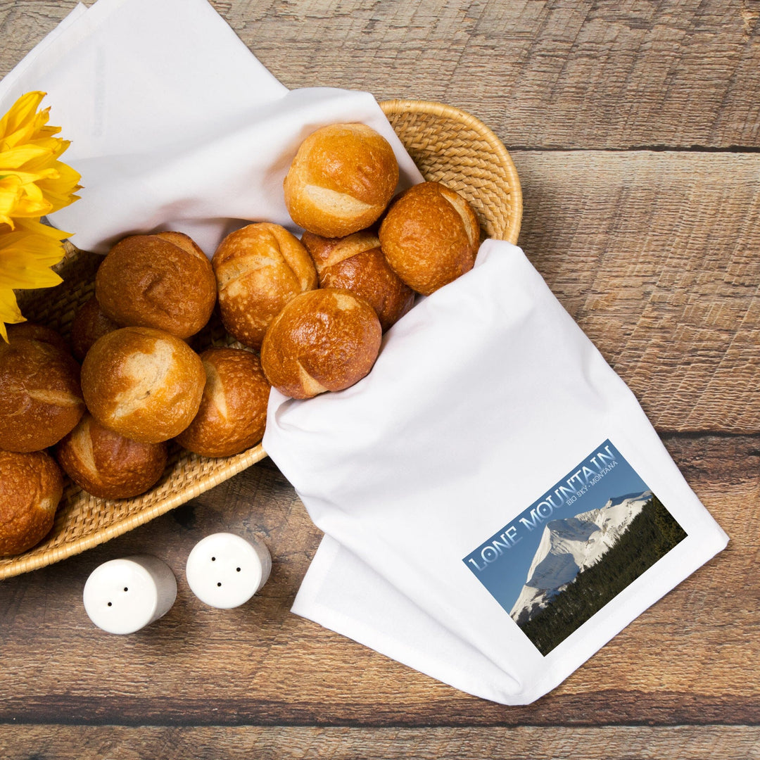 Montana, Lone Mountain, Organic Cotton Kitchen Tea Towels Kitchen Lantern Press 