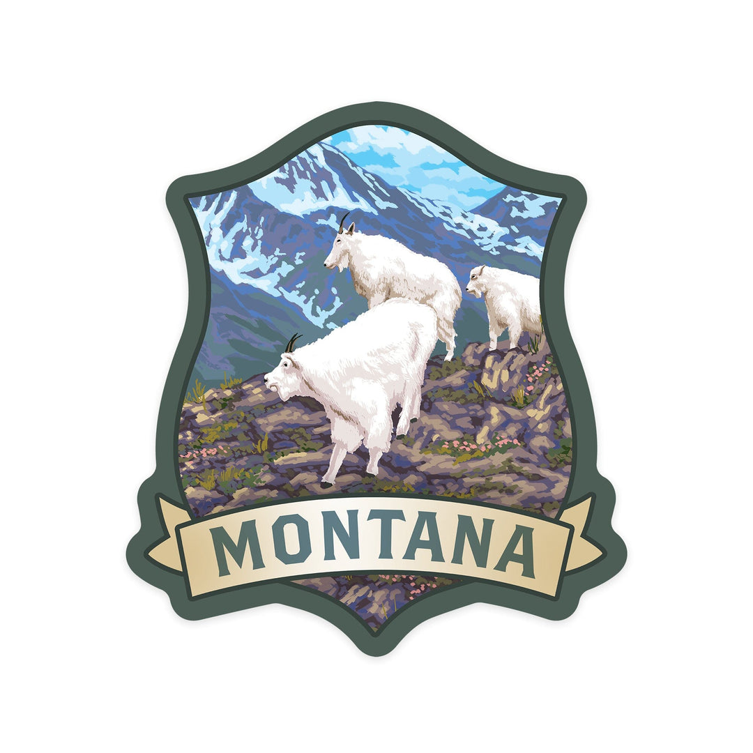 Montana, Mountain Goats, Contour, Vinyl Sticker Sticker Lantern Press 