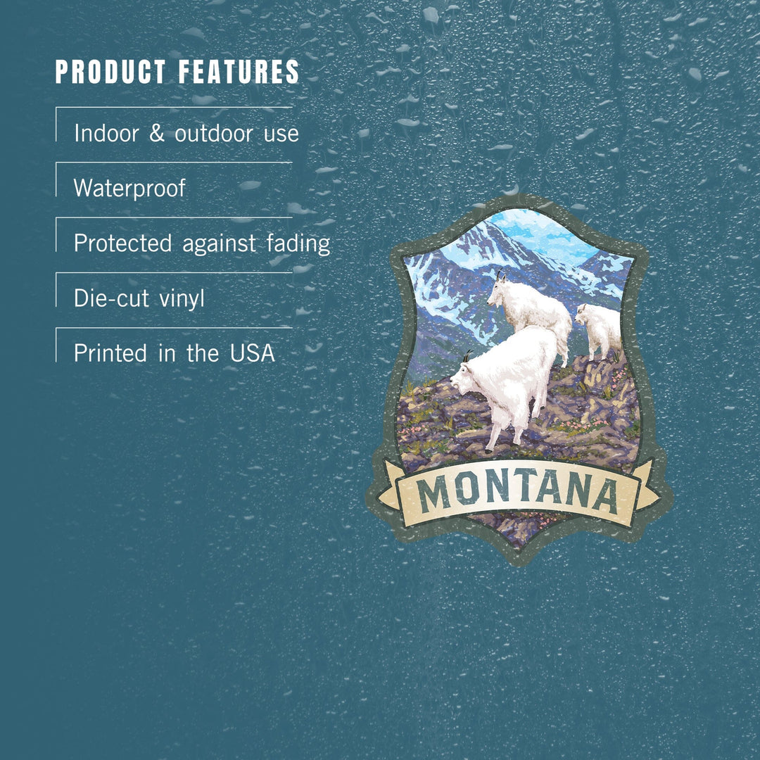 Montana, Mountain Goats, Contour, Vinyl Sticker Sticker Lantern Press 