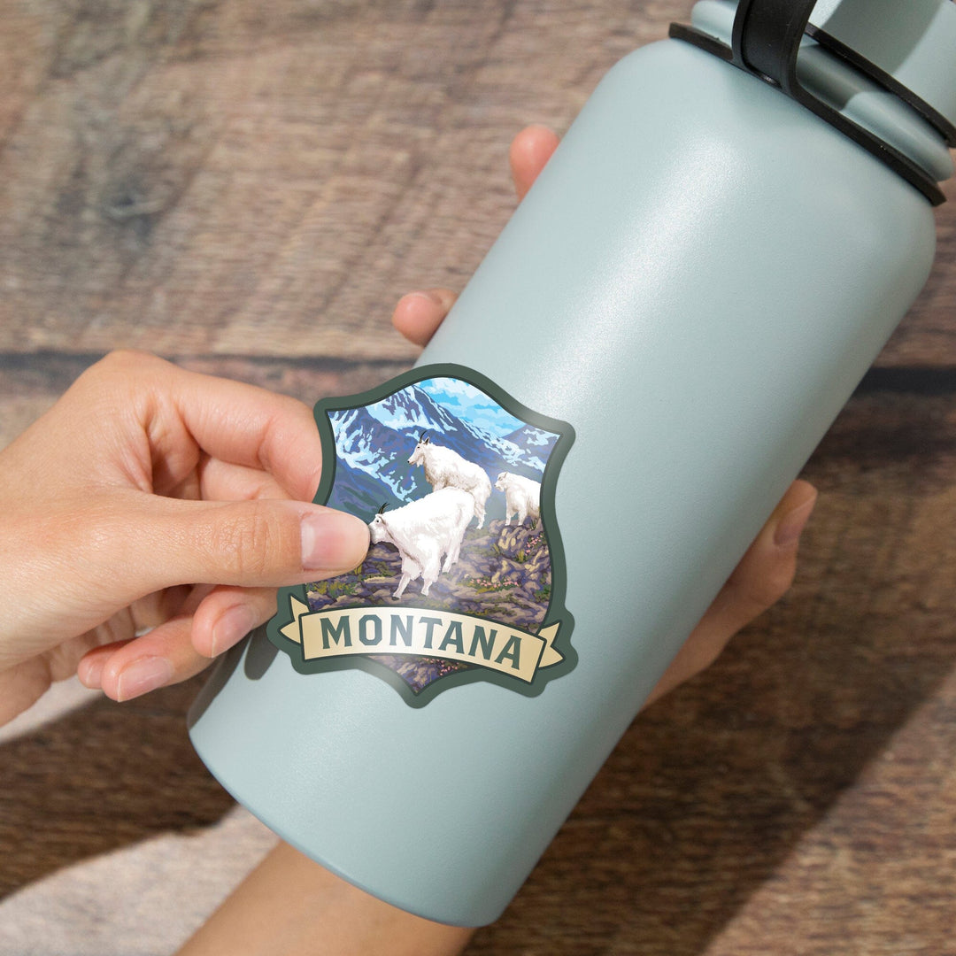 Montana, Mountain Goats, Contour, Vinyl Sticker Sticker Lantern Press 