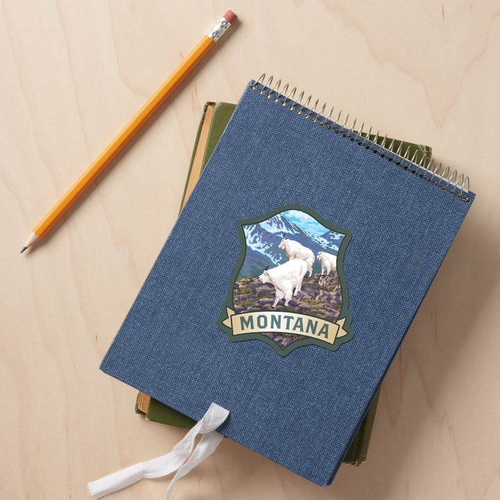 Montana, Mountain Goats, Contour, Vinyl Sticker Sticker Lantern Press 