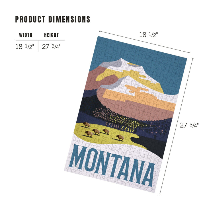 Montana, Mountain Scene with Buffalo, Jigsaw Puzzle Puzzle Lantern Press 