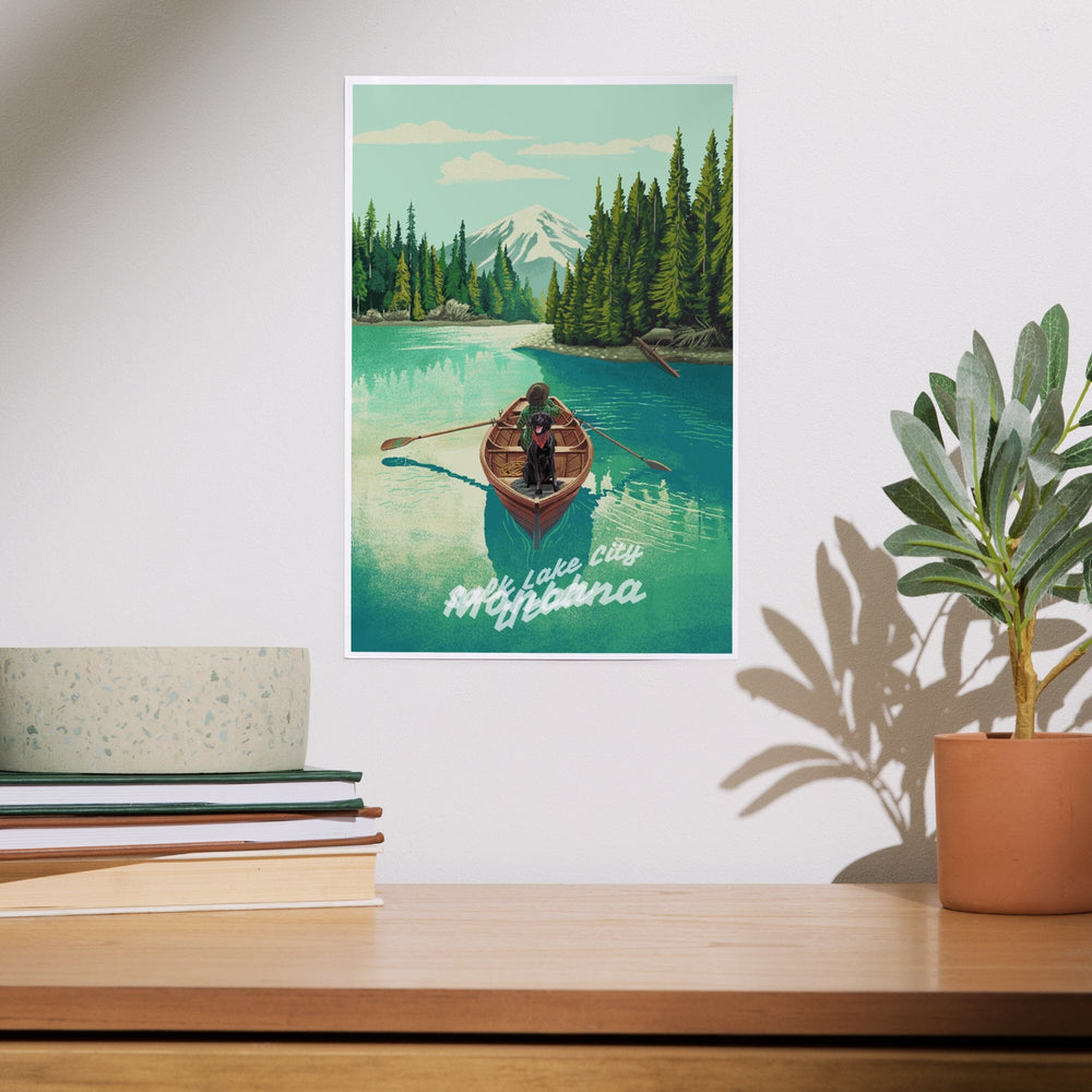 Montana, Quiet Explorer, Boating, Mountain, Art & Giclee Prints Art Lantern Press 