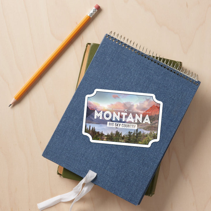 Montana, Rubber Stamp and Typography, Contour, Vinyl Sticker Sticker Lantern Press 