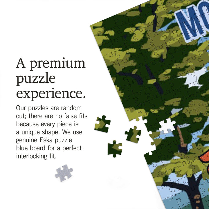 Montana, Signpost, Lake and Flowers, Jigsaw Puzzle Puzzle Lantern Press 