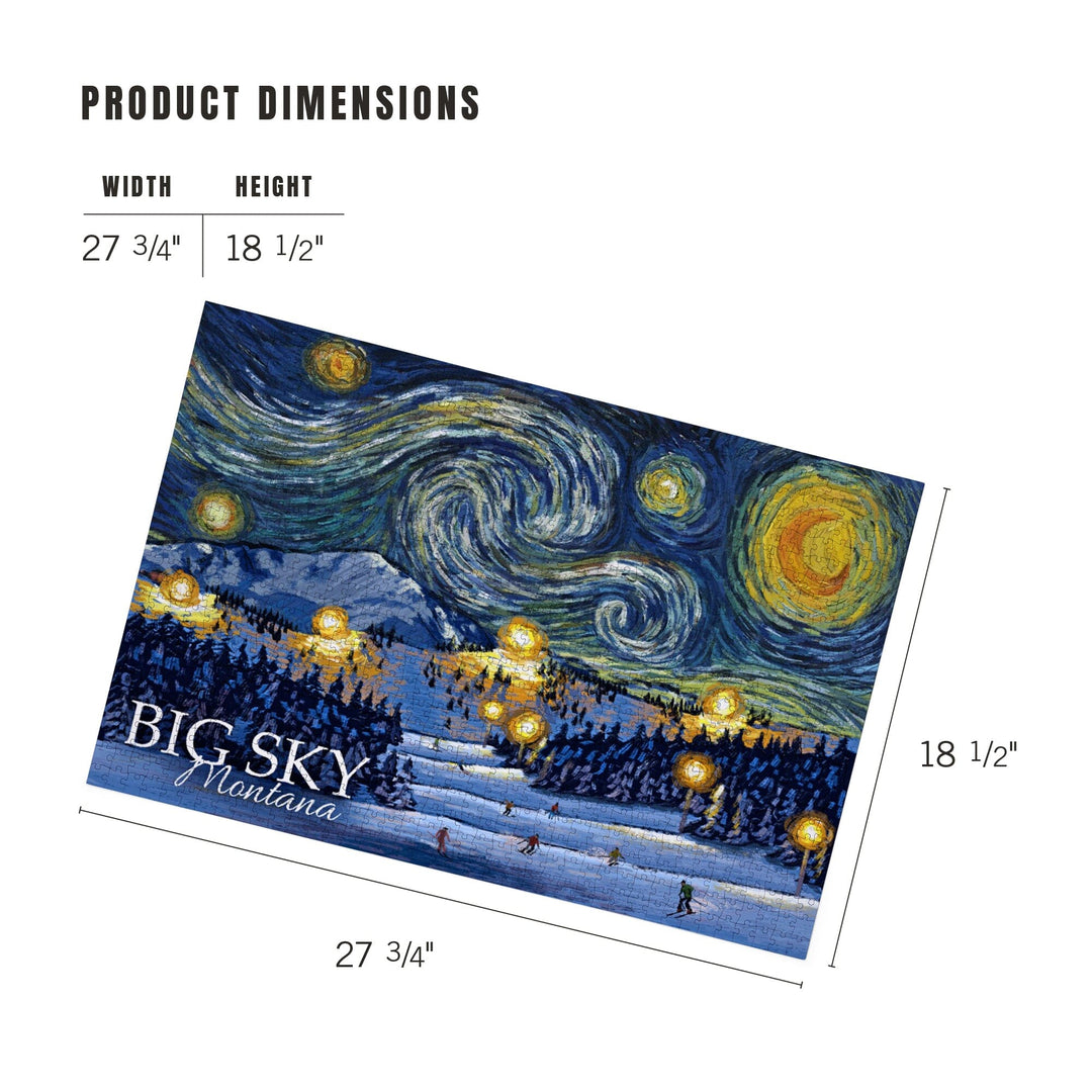 Montana, Ski Resort with Mountain, Starry Night, Jigsaw Puzzle Puzzle Lantern Press 