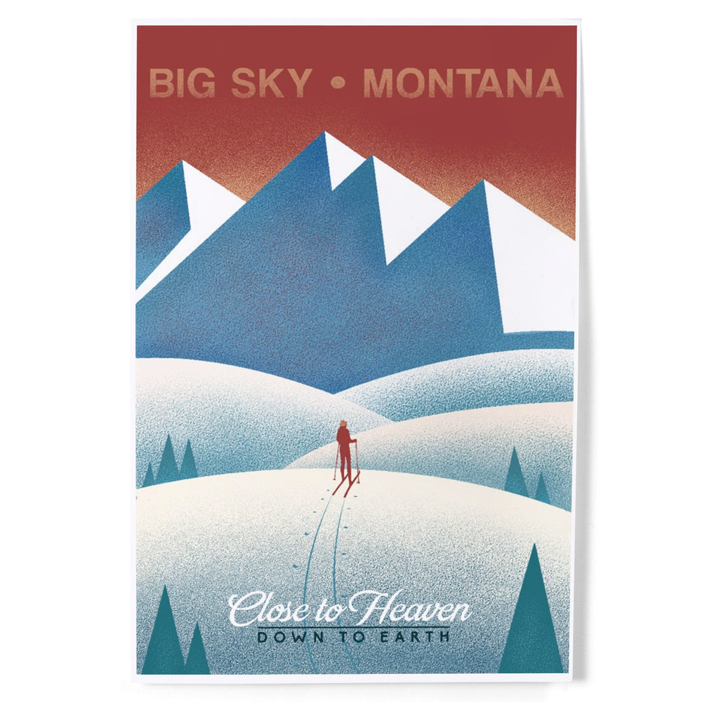 Montana, Skier In the Mountains, Litho, Art & Giclee Prints Art Lantern Press 8 x 12 Art Print 