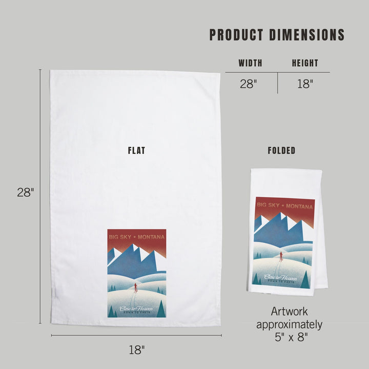 Montana, Skier In the Mountains, Litho, Organic Cotton Kitchen Tea Towels Kitchen Lantern Press 