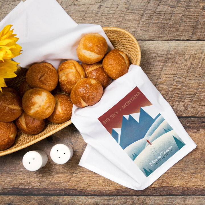 Montana, Skier In the Mountains, Litho, Organic Cotton Kitchen Tea Towels Kitchen Lantern Press 
