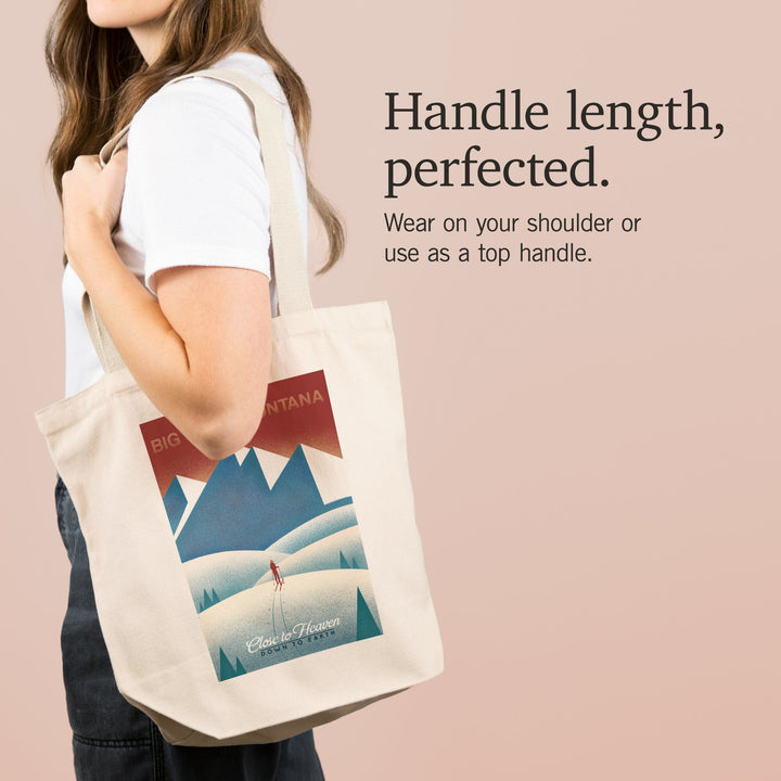 Montana, Skier In the Mountains, Litho, Tote Bag Totes Lantern Press 