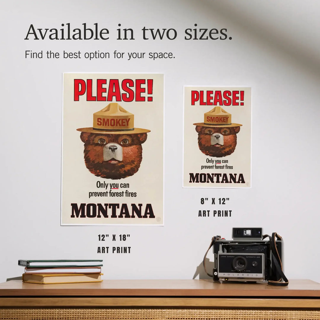 Montana, Smokey Bear Vintage Poster, Only You Can Prevent Forest Fires, Officially Licensed, Art & Giclee Prints Art Lantern Press 
