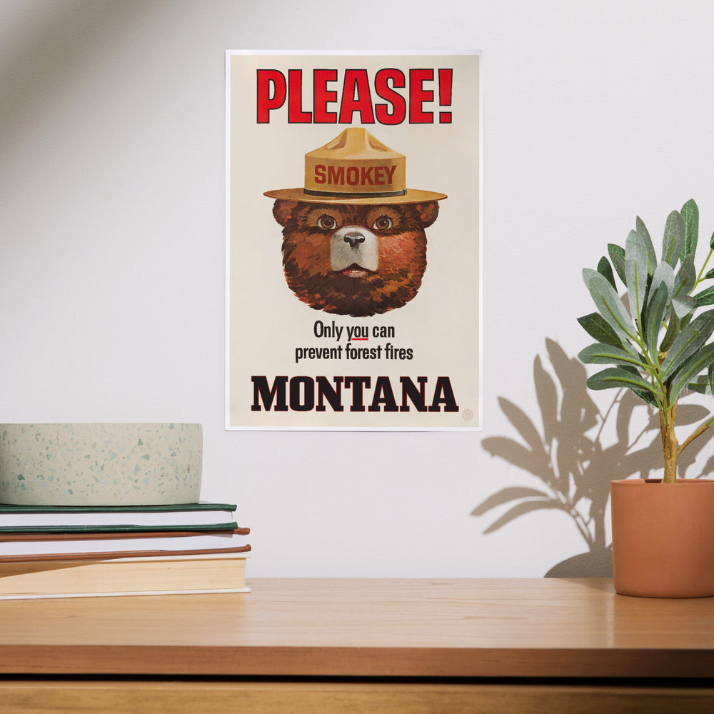 Montana, Smokey Bear Vintage Poster, Only You Can Prevent Forest Fires, Officially Licensed, Art & Giclee Prints Art Lantern Press 