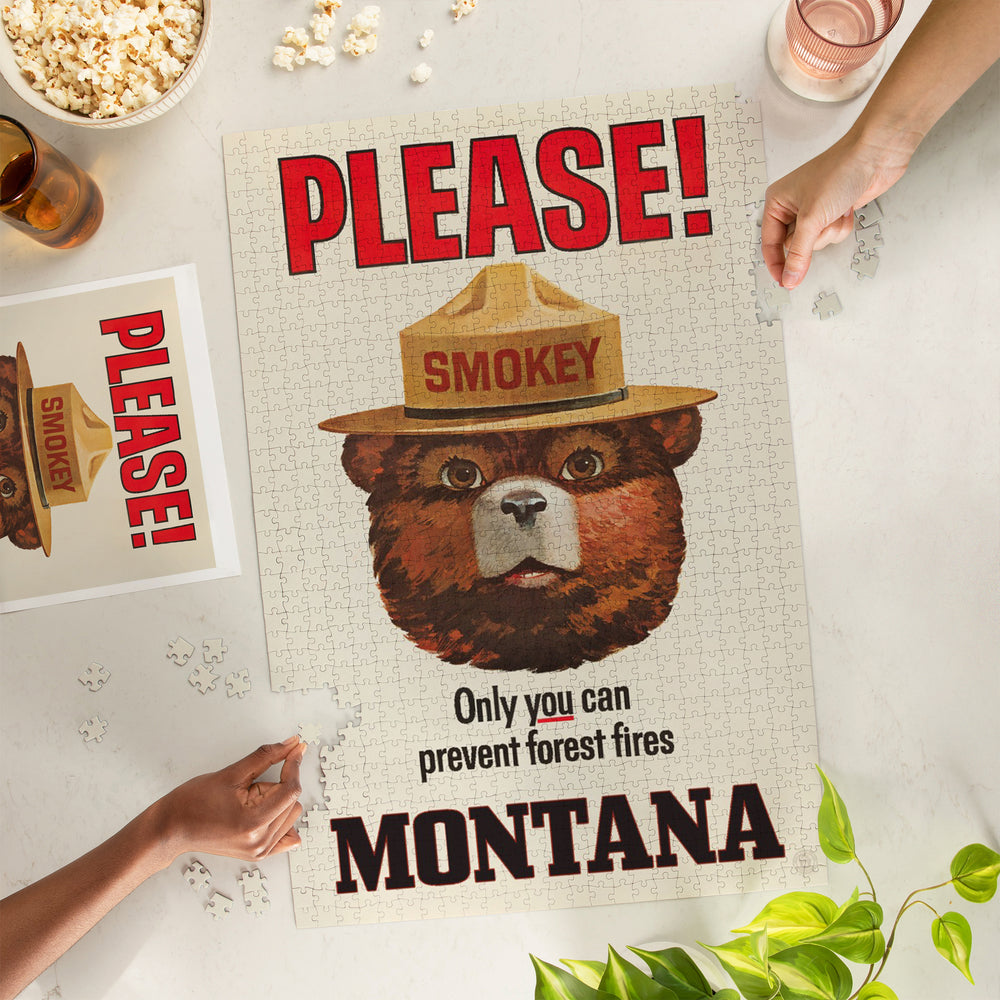 Montana, Smokey Bear Vintage Poster, Only You Can Prevent Forest Fires, Officially Licensed, Jigsaw Puzzle Puzzle Lantern Press 