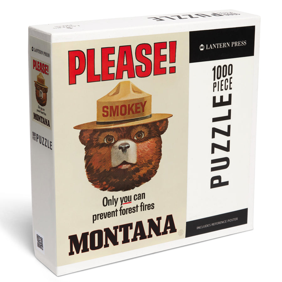 Montana, Smokey Bear Vintage Poster, Only You Can Prevent Forest Fires, Officially Licensed, Jigsaw Puzzle Puzzle Lantern Press 