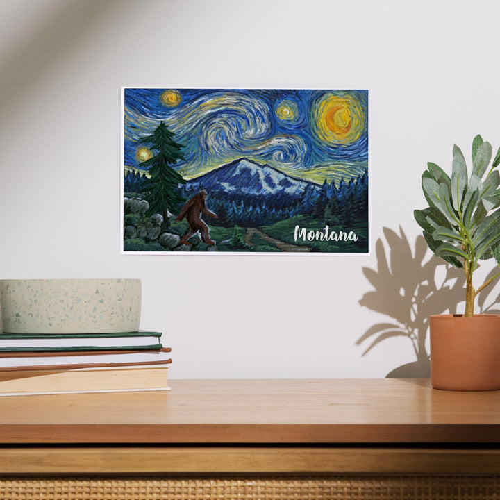 Montana, Starry Night, Bigfoot, Art & Giclee Prints Art Lantern Press 