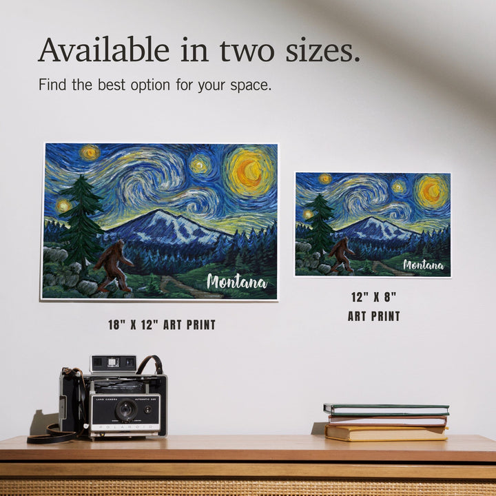 Montana, Starry Night, Bigfoot, Art & Giclee Prints Art Lantern Press 