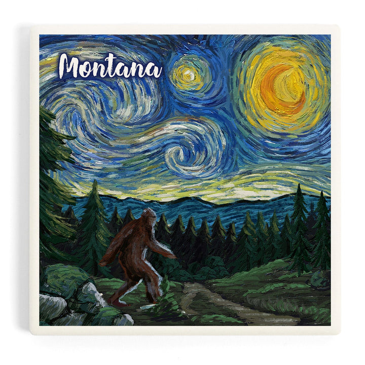 Montana, Starry Night, Bigfoot, Coasters Coasters Lantern Press 