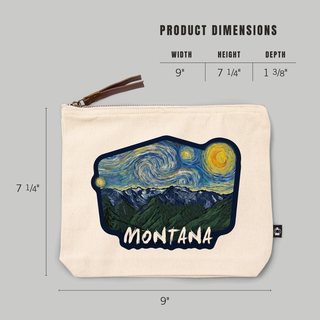 Montana, Starry Night, Contour, Lantern Press Artwork, Accessory Go Bag Totes Lantern Press 