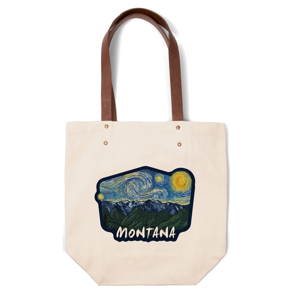 Montana, Starry Night, Contour, Lantern Press Artwork, Accessory Go Bag Totes Lantern Press 