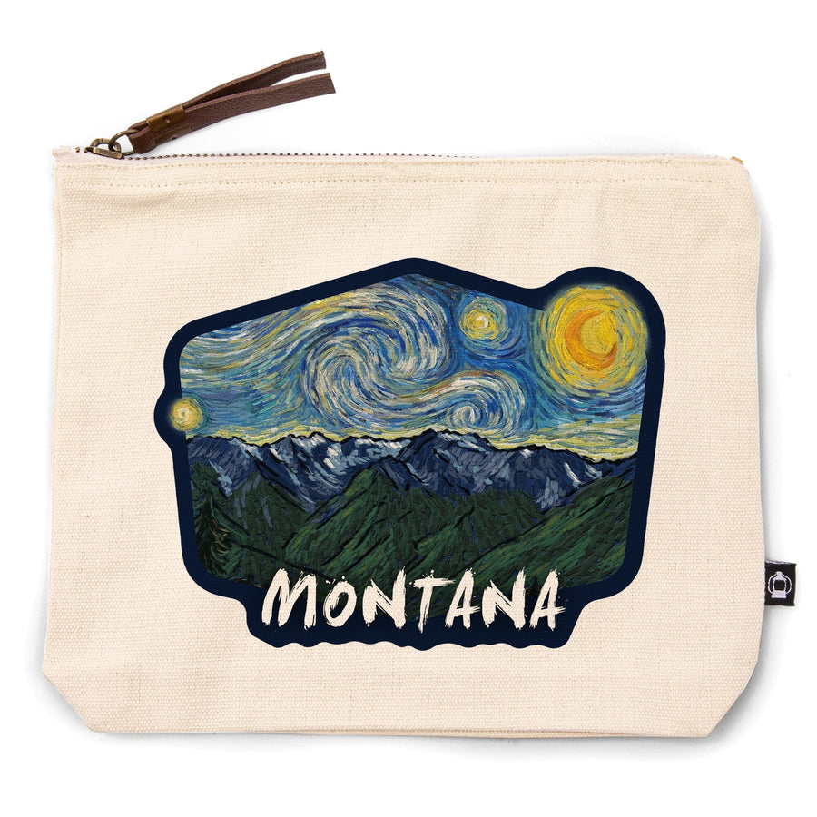Montana, Starry Night, Contour, Lantern Press Artwork, Accessory Go Bag Totes Lantern Press 