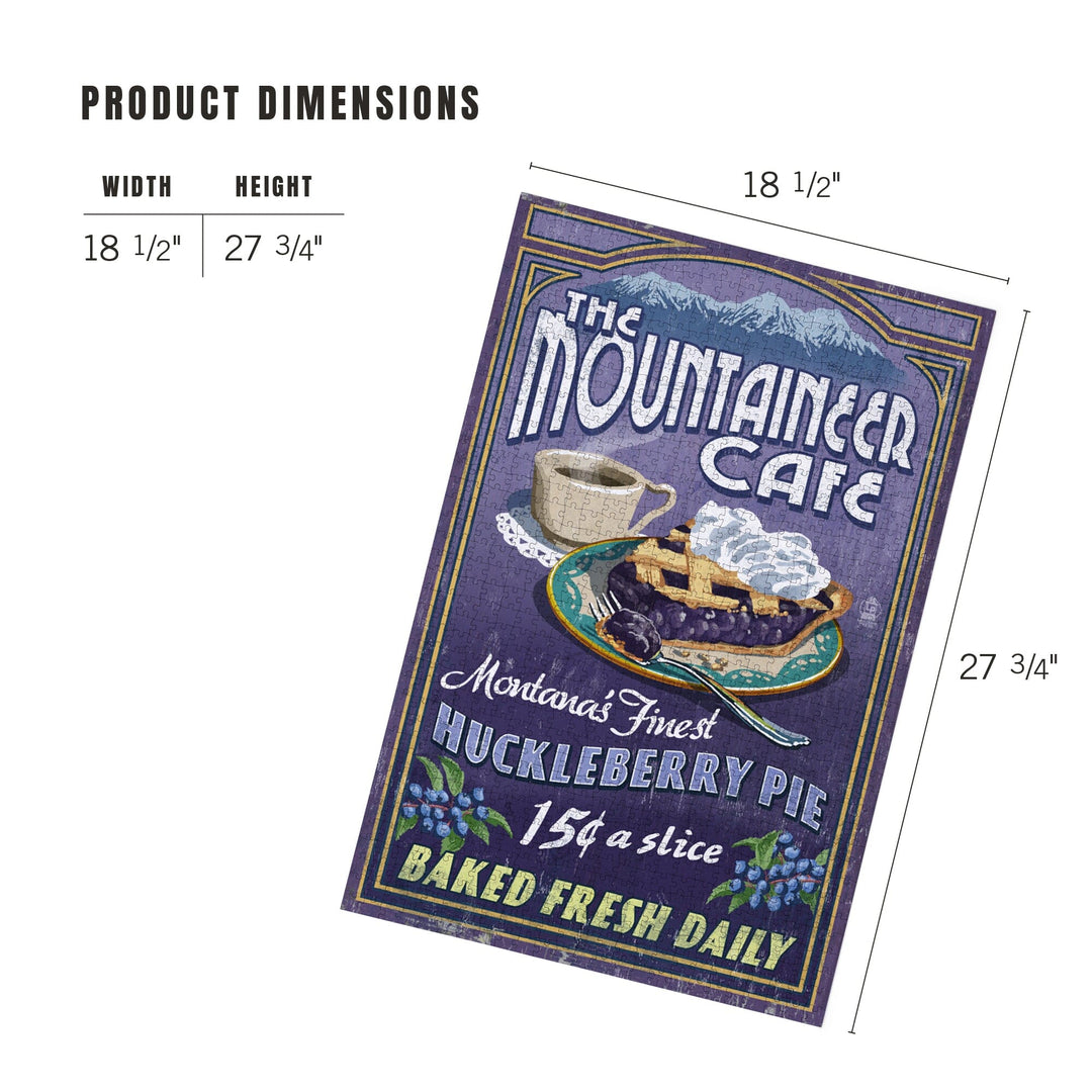 Montana, The Mountaineer Cafe, Huckleberry Pie Vintage Sign, Jigsaw Puzzle Puzzle Lantern Press 