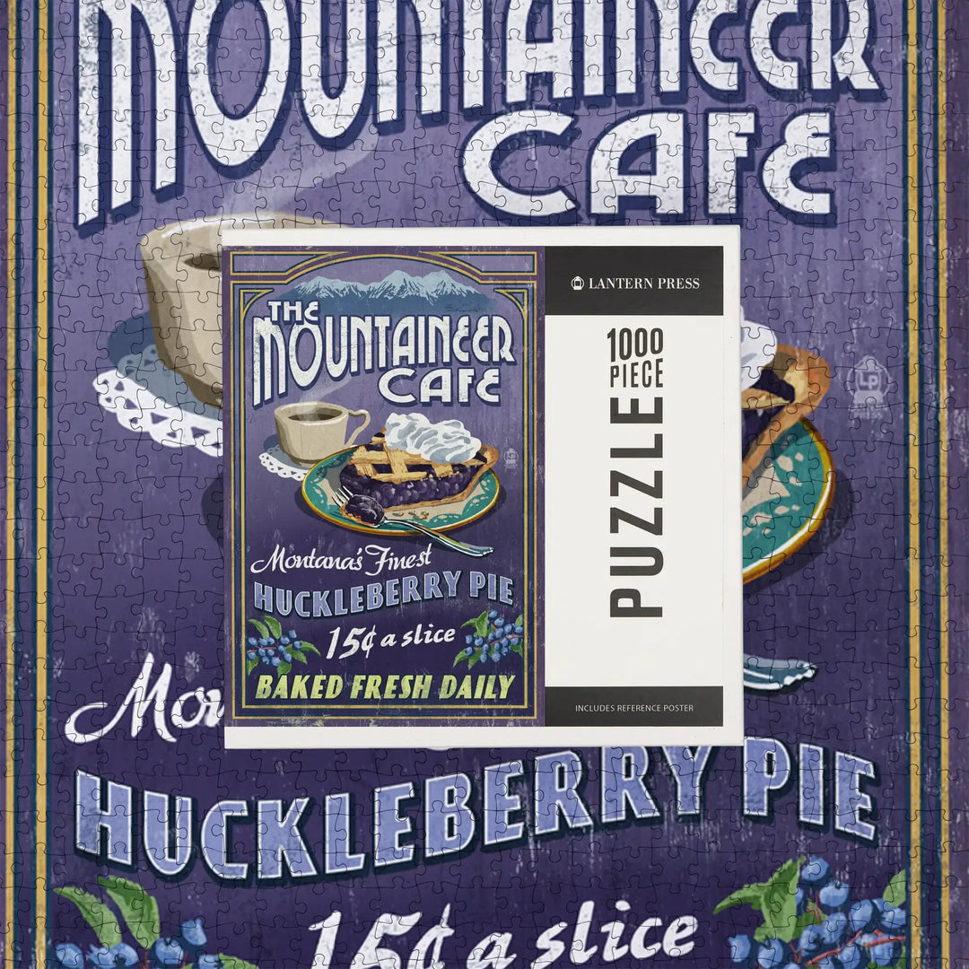 Montana, The Mountaineer Cafe, Huckleberry Pie Vintage Sign, Jigsaw Puzzle Puzzle Lantern Press 