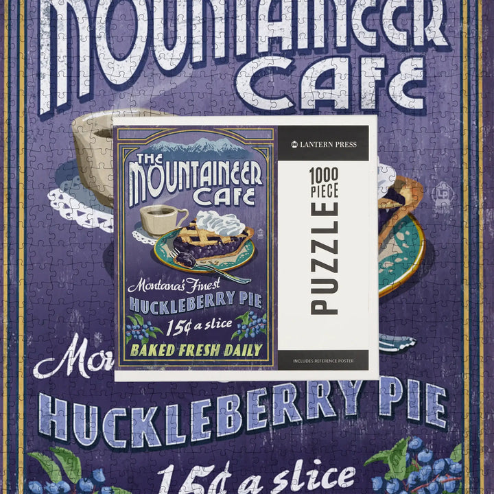Montana, The Mountaineer Cafe, Huckleberry Pie Vintage Sign, Jigsaw Puzzle Puzzle Lantern Press 