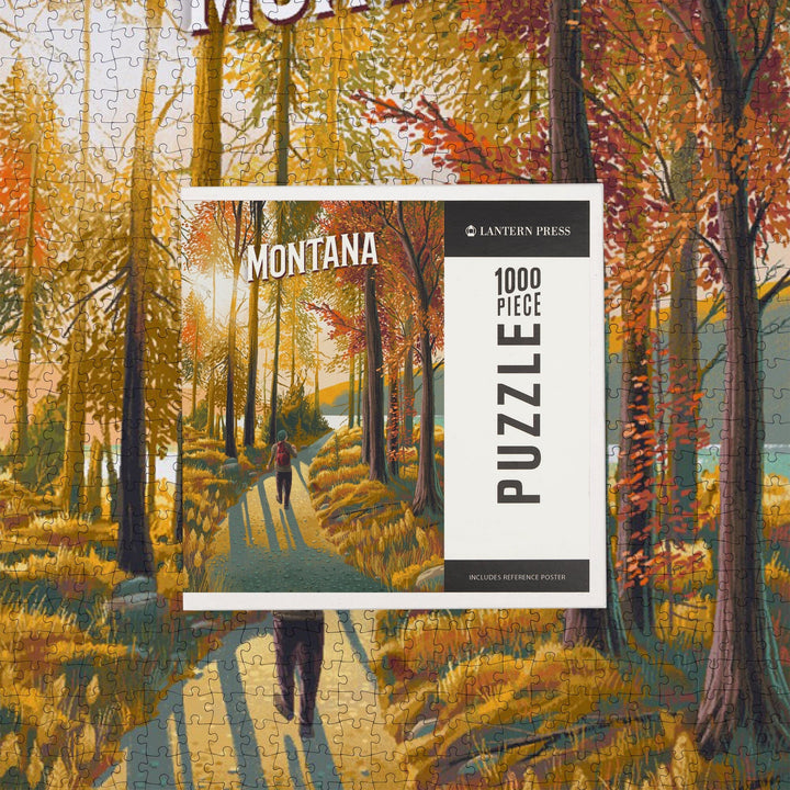 Montana, Walk In The Woods, Day Hike, Fall, Jigsaw Puzzle Puzzle Lantern Press 