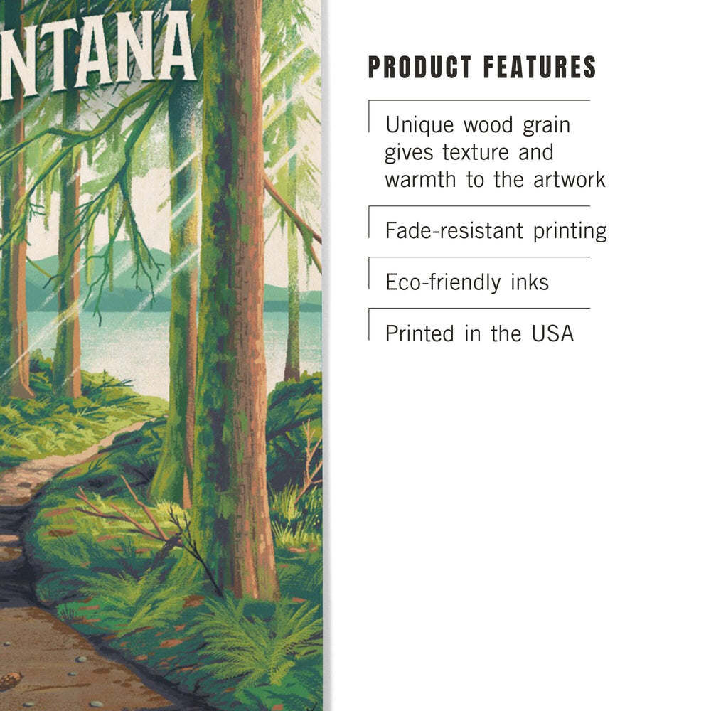 Montana, Walk In The Woods, Day Hike, Wood Signs and Postcards Wood Lantern Press 