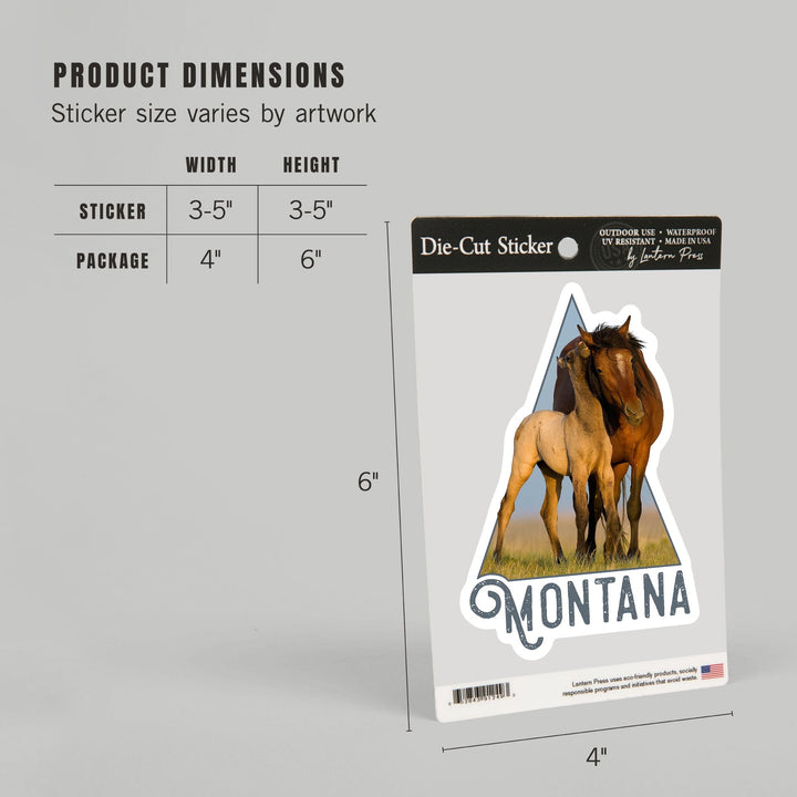 Montana, Wild Horse and Young, Contour, Lantern Press Photography (James T. Jones), Vinyl Sticker Sticker Lantern Press 