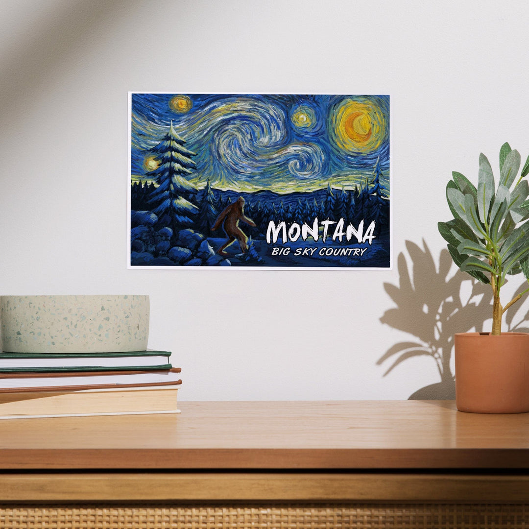 Montana, Winter Bigfoot, Van Gogh Starry Night, Art & Giclee Prints Art Lantern Press 