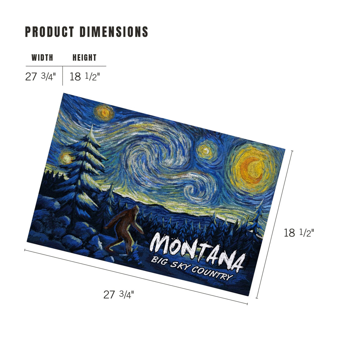 Montana, Winter Bigfoot, Van Gogh Starry Night, Jigsaw Puzzle Puzzle Lantern Press 