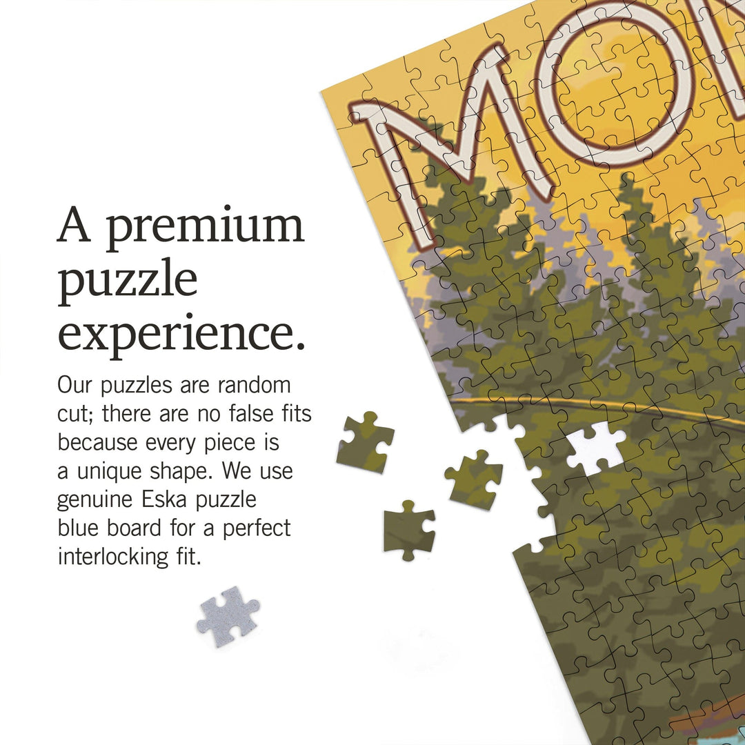 Montana, Women Fly Fishing, Jigsaw Puzzle Puzzle Lantern Press 