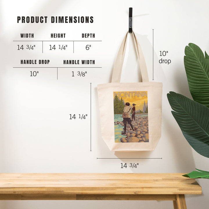 Montana, Women Fly Fishing, Tote Bag Totes Lantern Press 