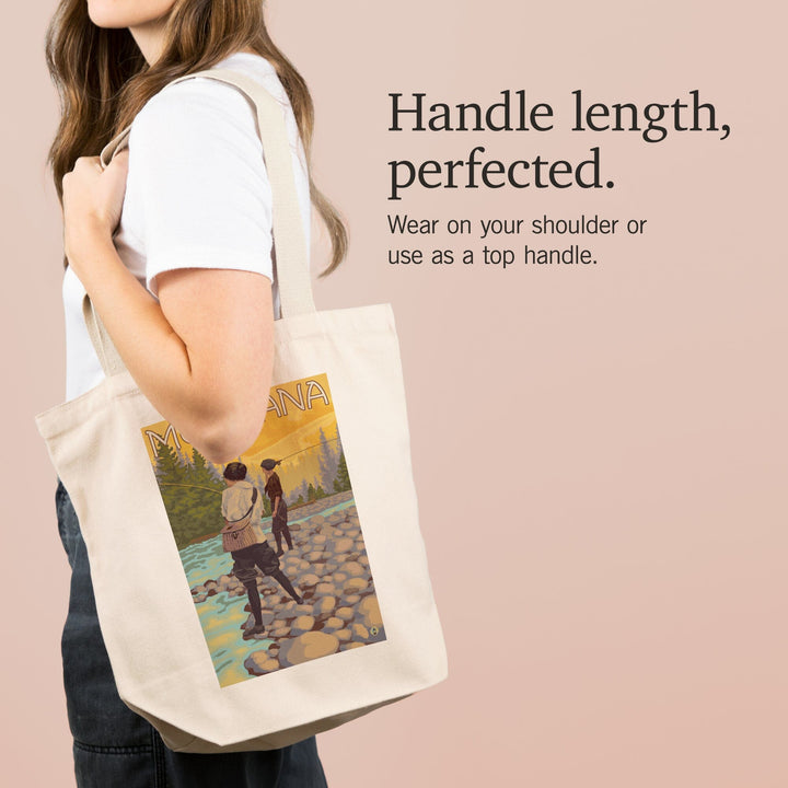 Montana, Women Fly Fishing, Tote Bag Totes Lantern Press 