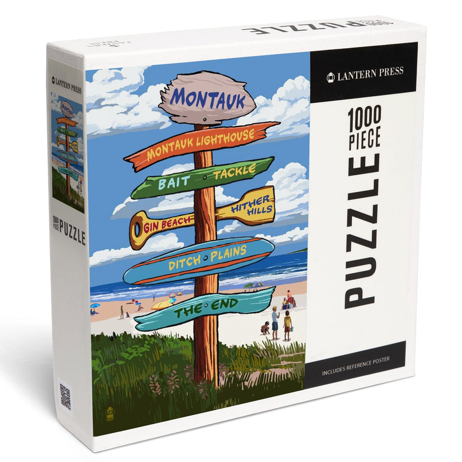 Montauk, New York, Destination Signpost, Jigsaw Puzzle Puzzle Lantern Press 
