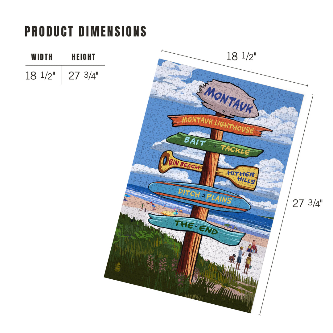 Montauk, New York, Destination Signpost, Jigsaw Puzzle Puzzle Lantern Press 