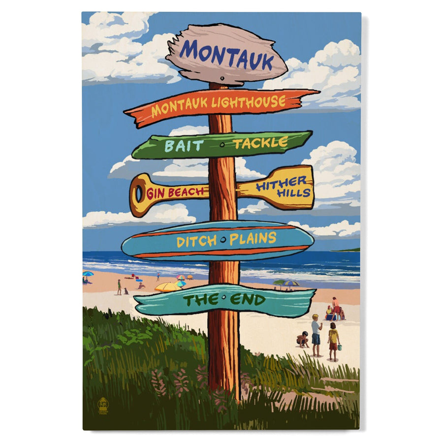 Montauk, New York, Destination Signpost, Lantern Press Artwork, Wood Signs and Postcards Wood Lantern Press 