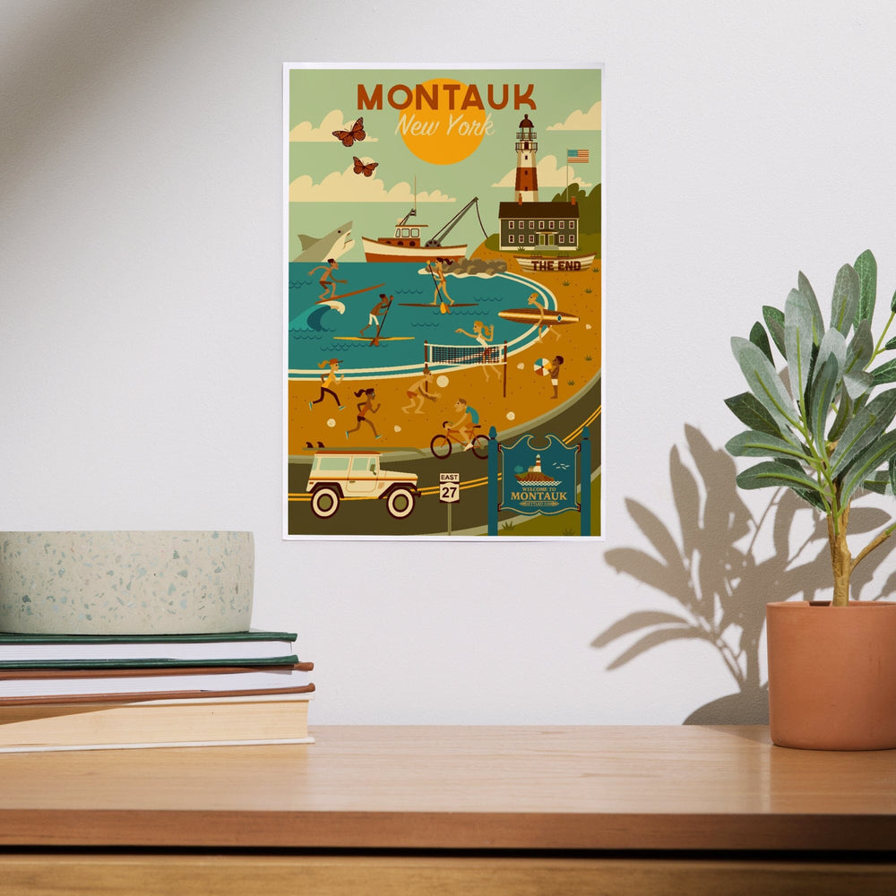 Montauk, New York, Geometric, Art & Giclee Prints Art Lantern Press 