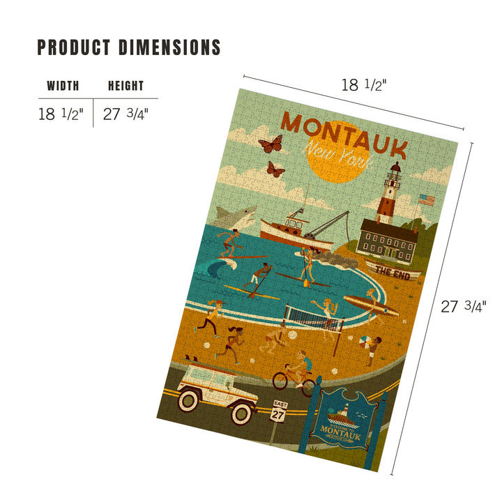 Montauk, New York, Geometric, Jigsaw Puzzle Puzzle Lantern Press 