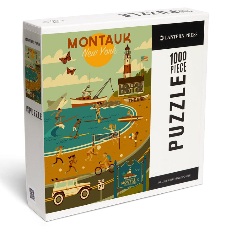 Montauk, New York, Geometric, Jigsaw Puzzle Puzzle Lantern Press 