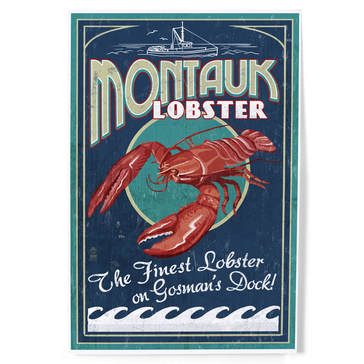 Montauk, New York, Lobster Vintage Sign, Art & Giclee Prints Art Lantern Press 