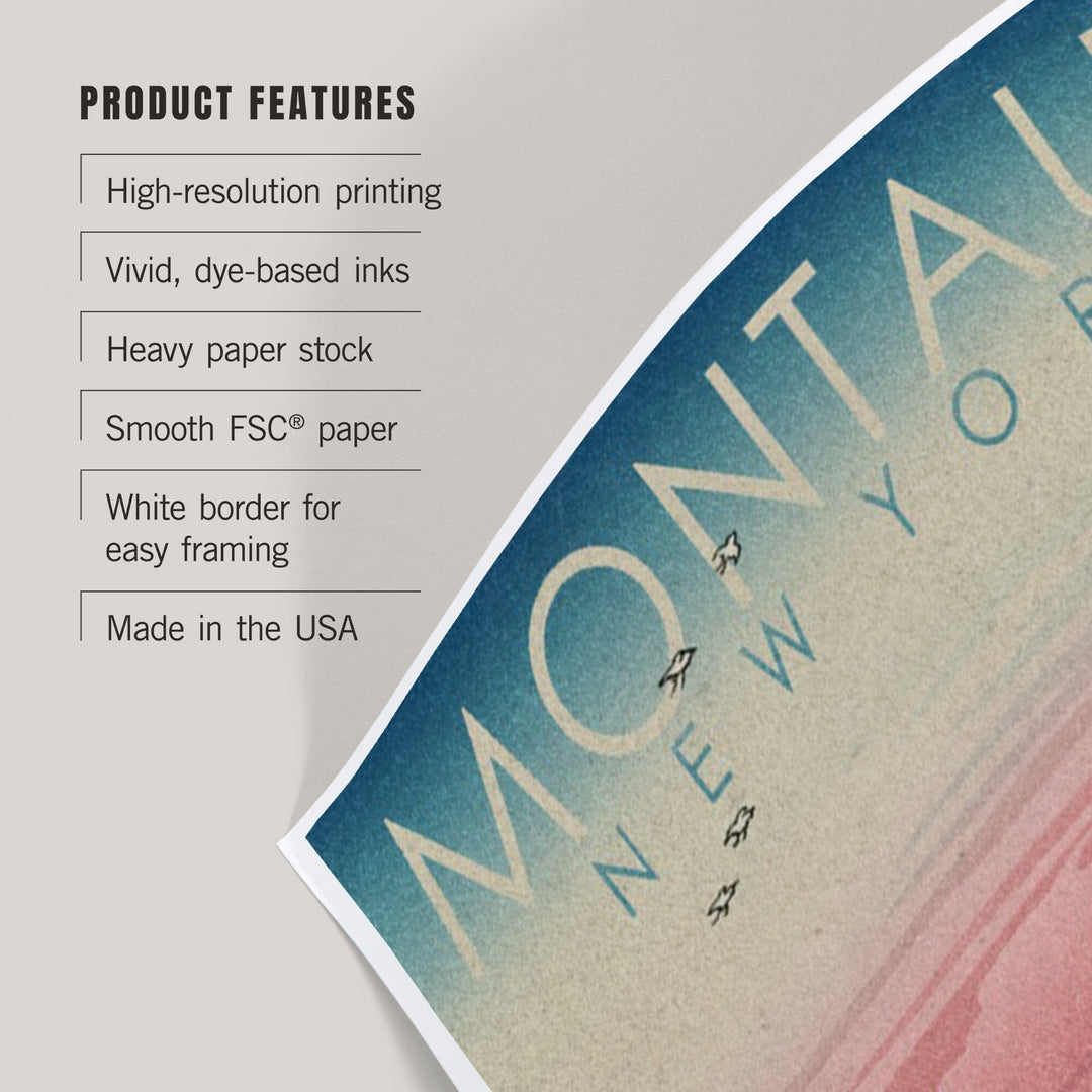 Montauk, New York, Mermaid and Beach, Woodblock Print, Art & Giclee Prints Art Lantern Press 