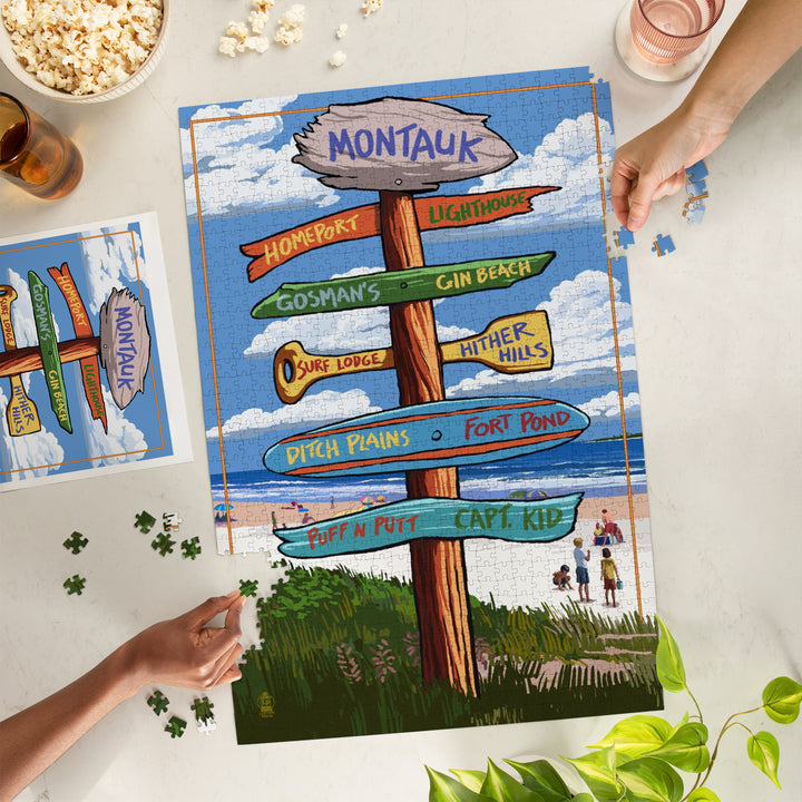 Montauk, New York, Sign Destinations, Jigsaw Puzzle Puzzle Lantern Press 