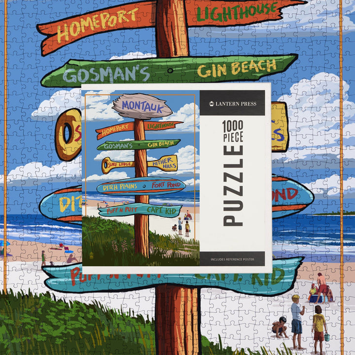 Montauk, New York, Sign Destinations, Jigsaw Puzzle Puzzle Lantern Press 